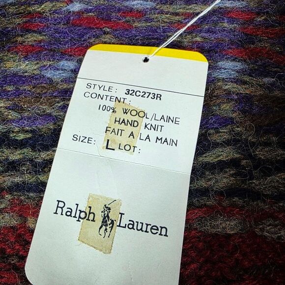 Ralph Lauren 100% Wool Hand Knit Large Sweater Belted Cardigan Shawl Vintage - Picture 2 of 16